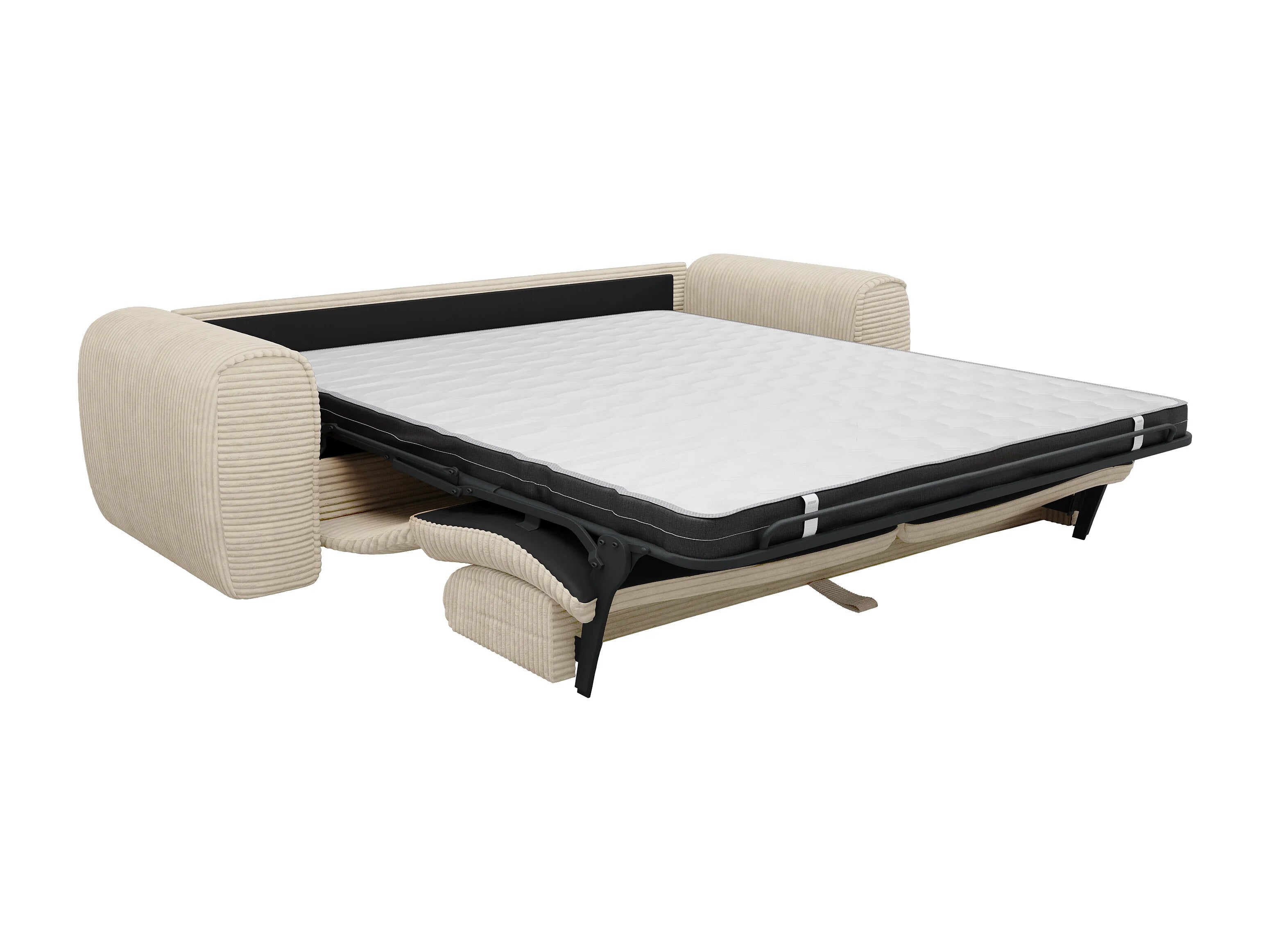 Canapé velours côtelé droit 4 places convertible beige - POGNIA