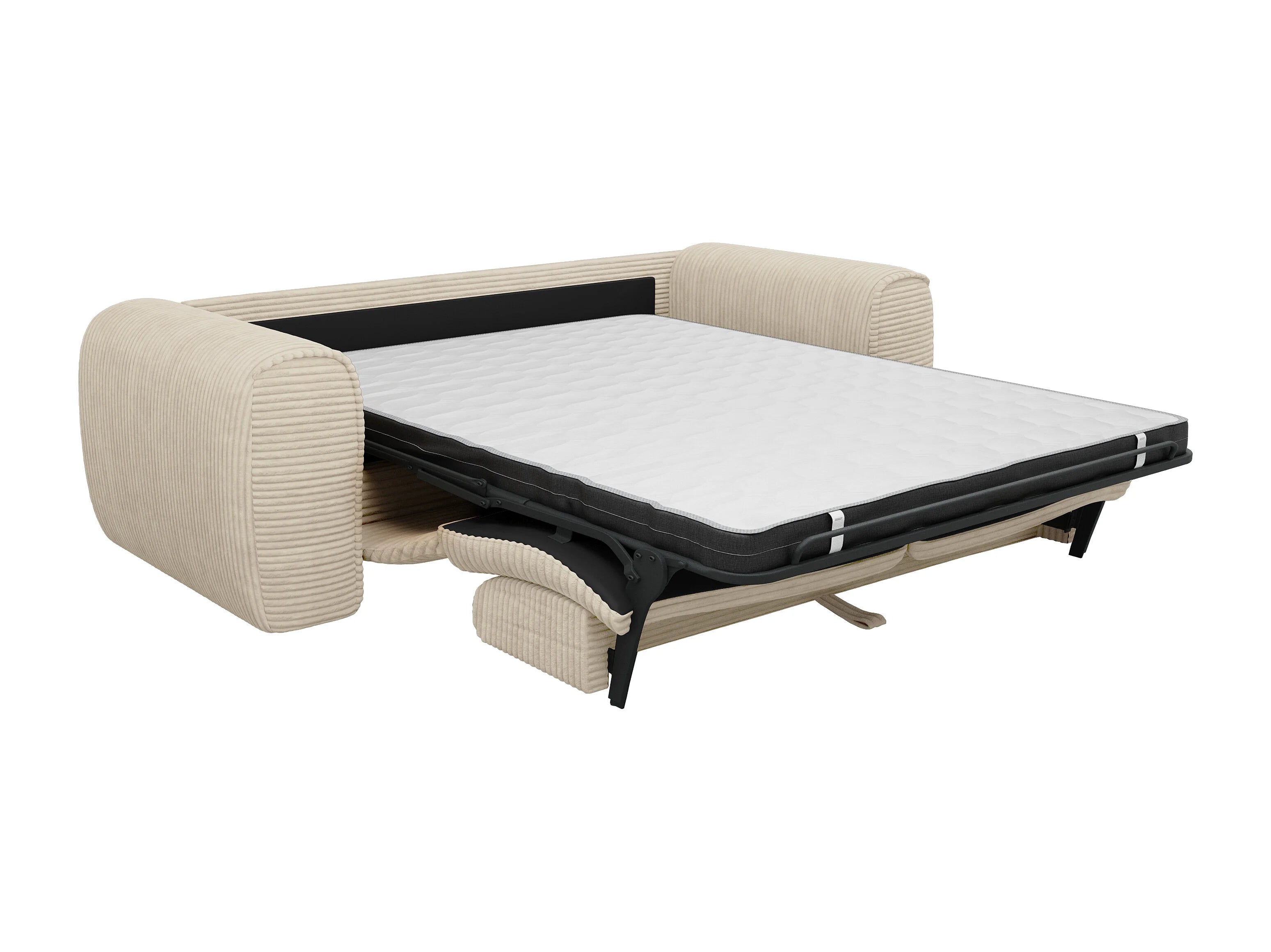 Canapé velours côtelé droit 3 places convertible beige - POGNIA