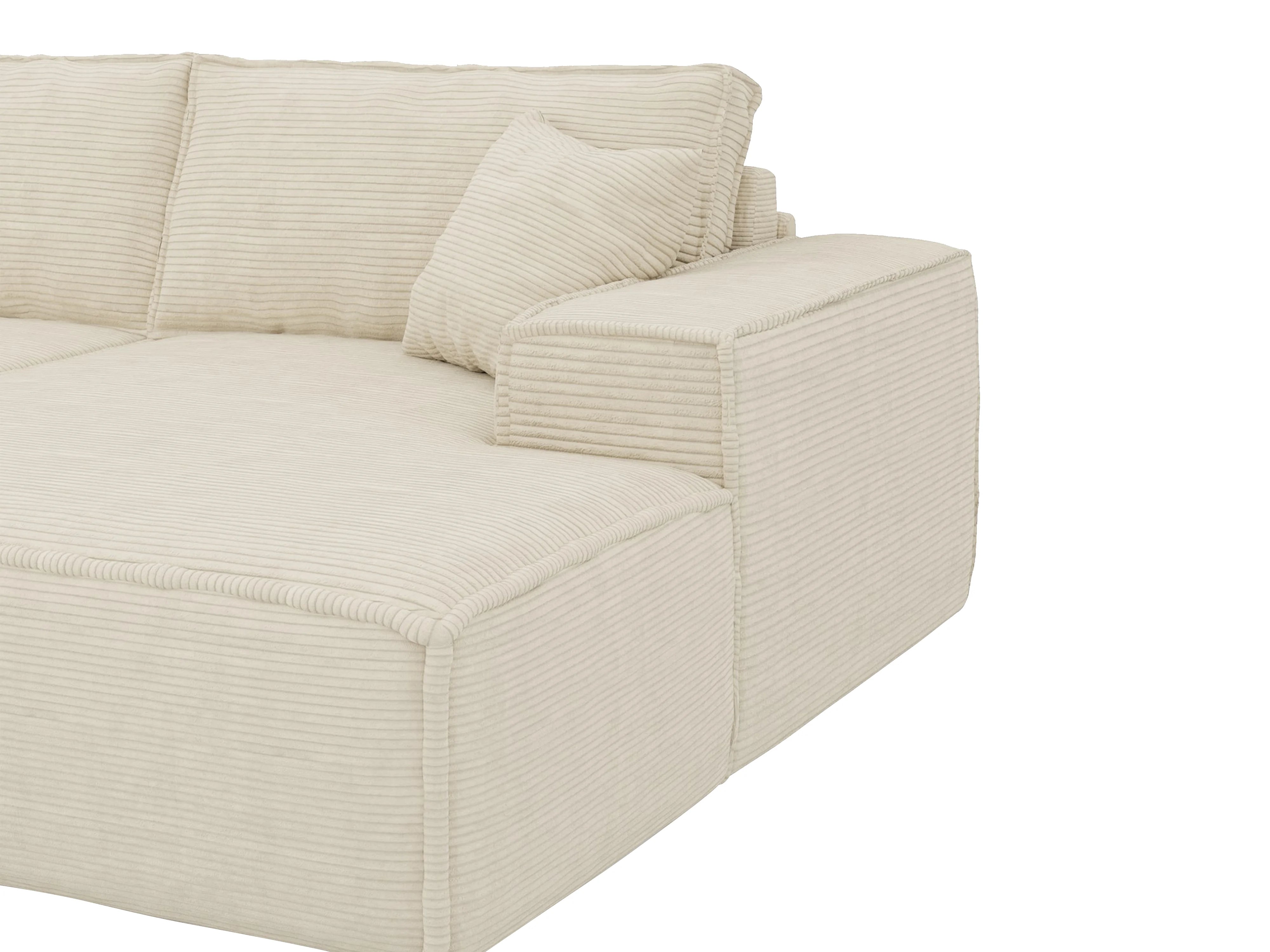 Canapé velours côtelé d'angle droit convertible express beige - AMELIA