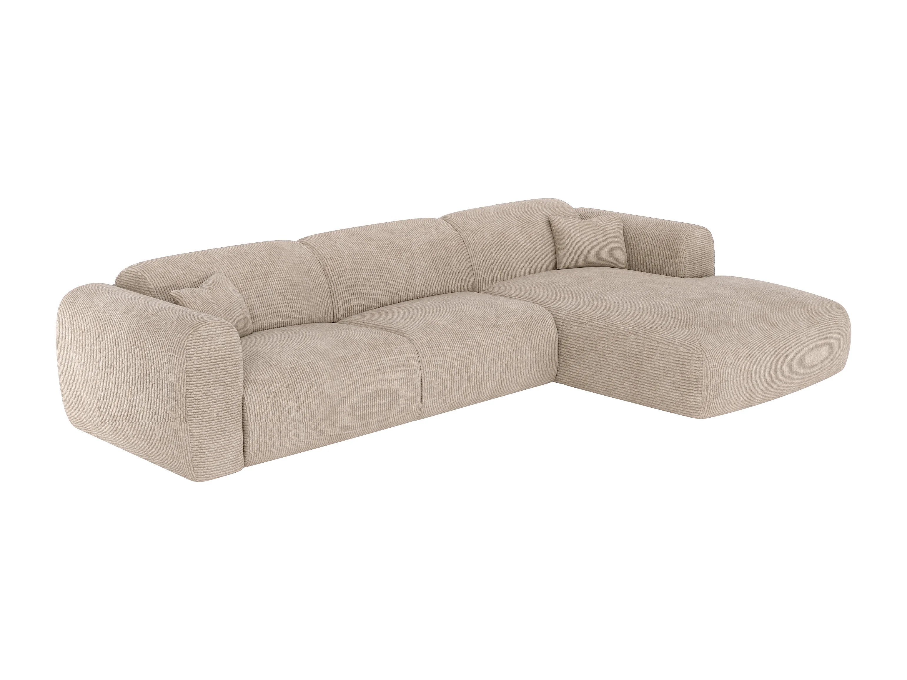 Canapé velours côtelé d'angle droit convertible express beige - POGNI
