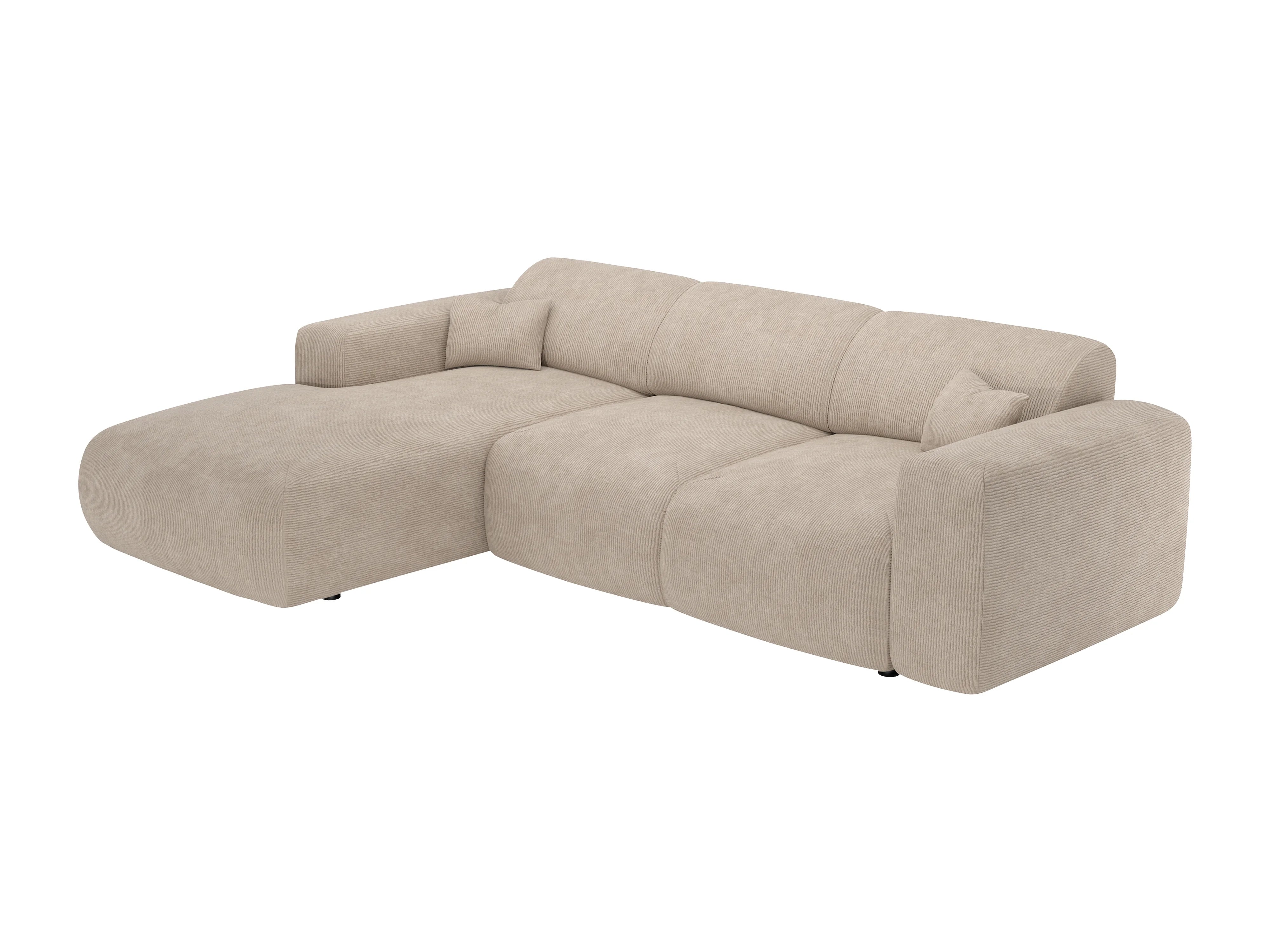 Canapé velours côtelé d'angle convertible beige - POGNI