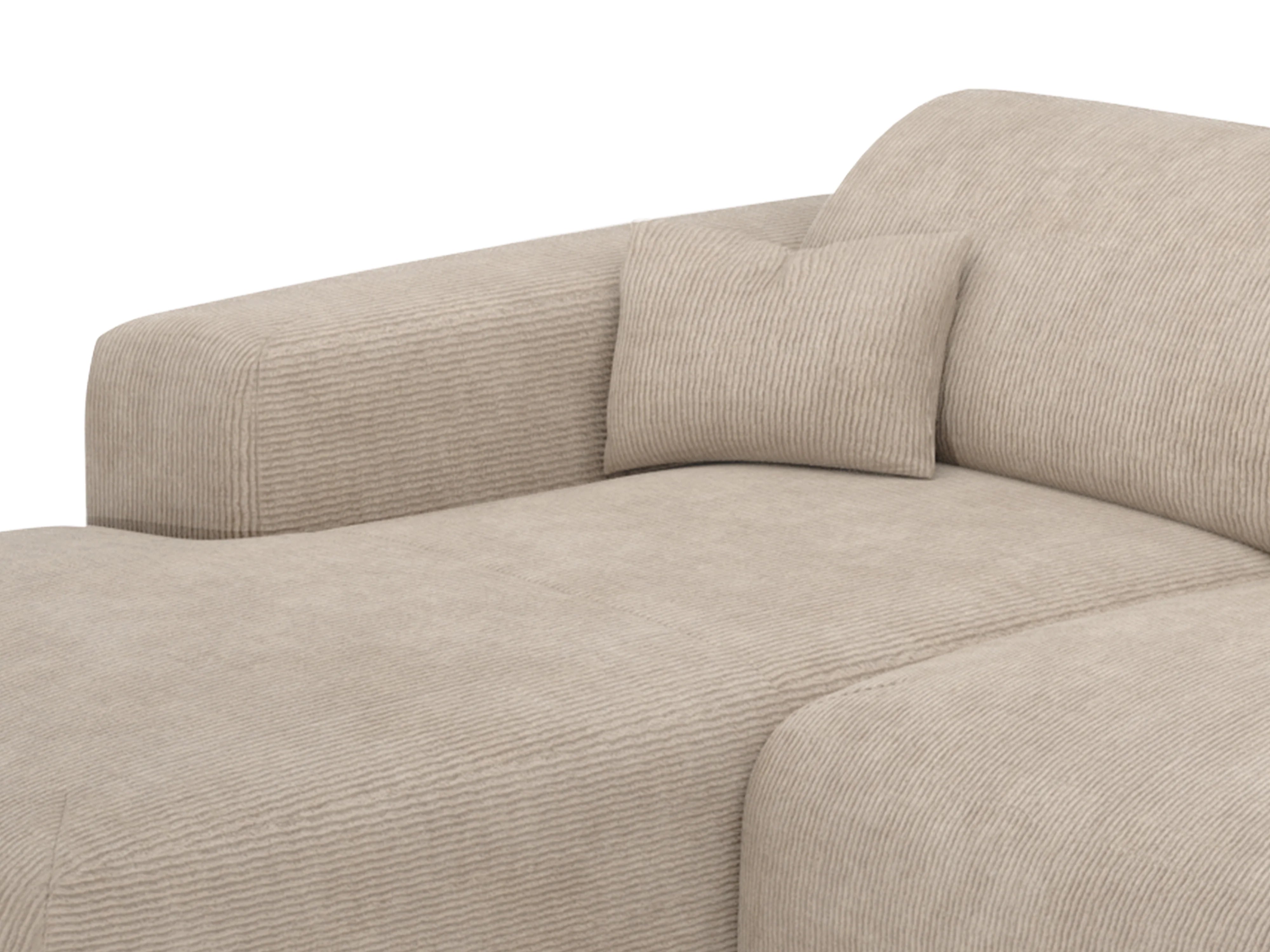 Canapé velours côtelé d'angle convertible beige - POGNI