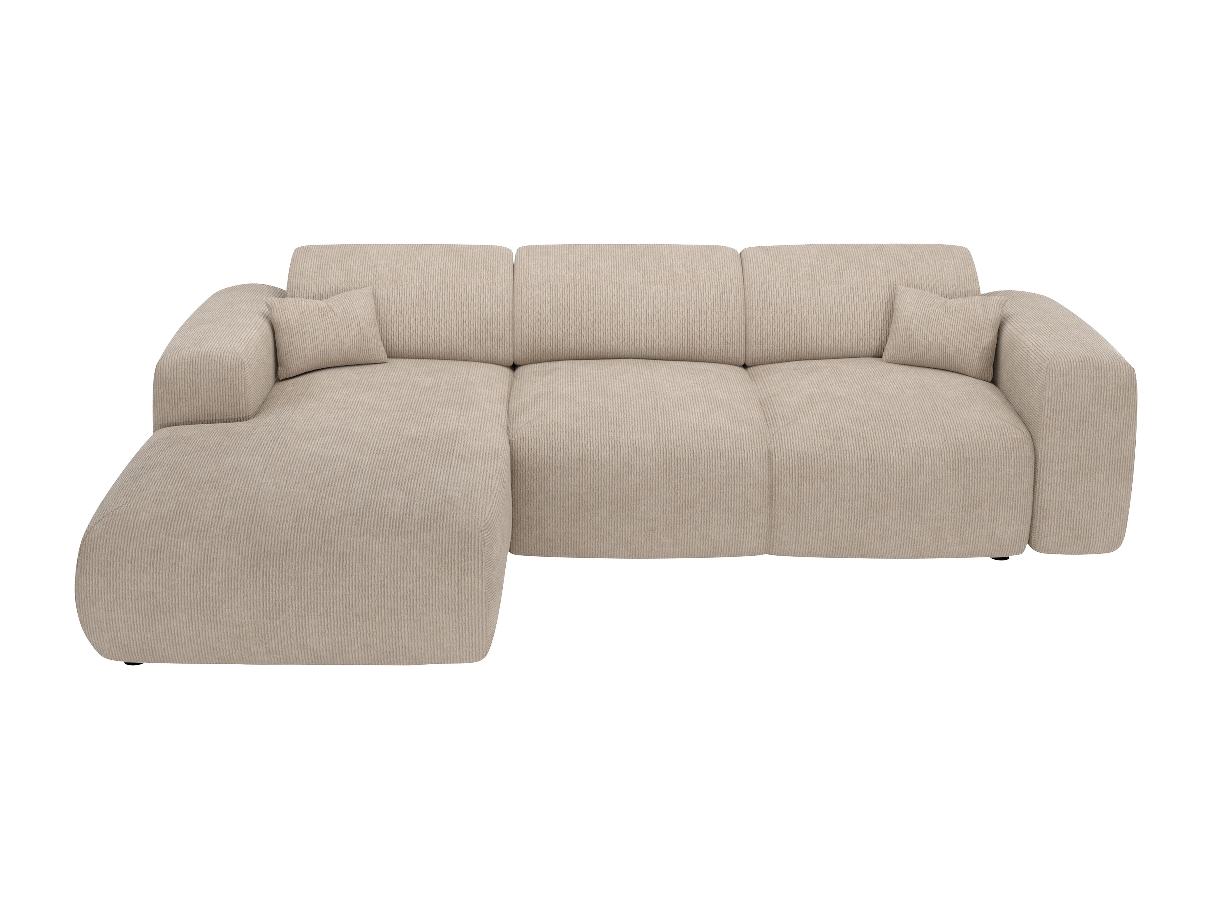 Canapé velours côtelé d'angle convertible beige - POGNI
