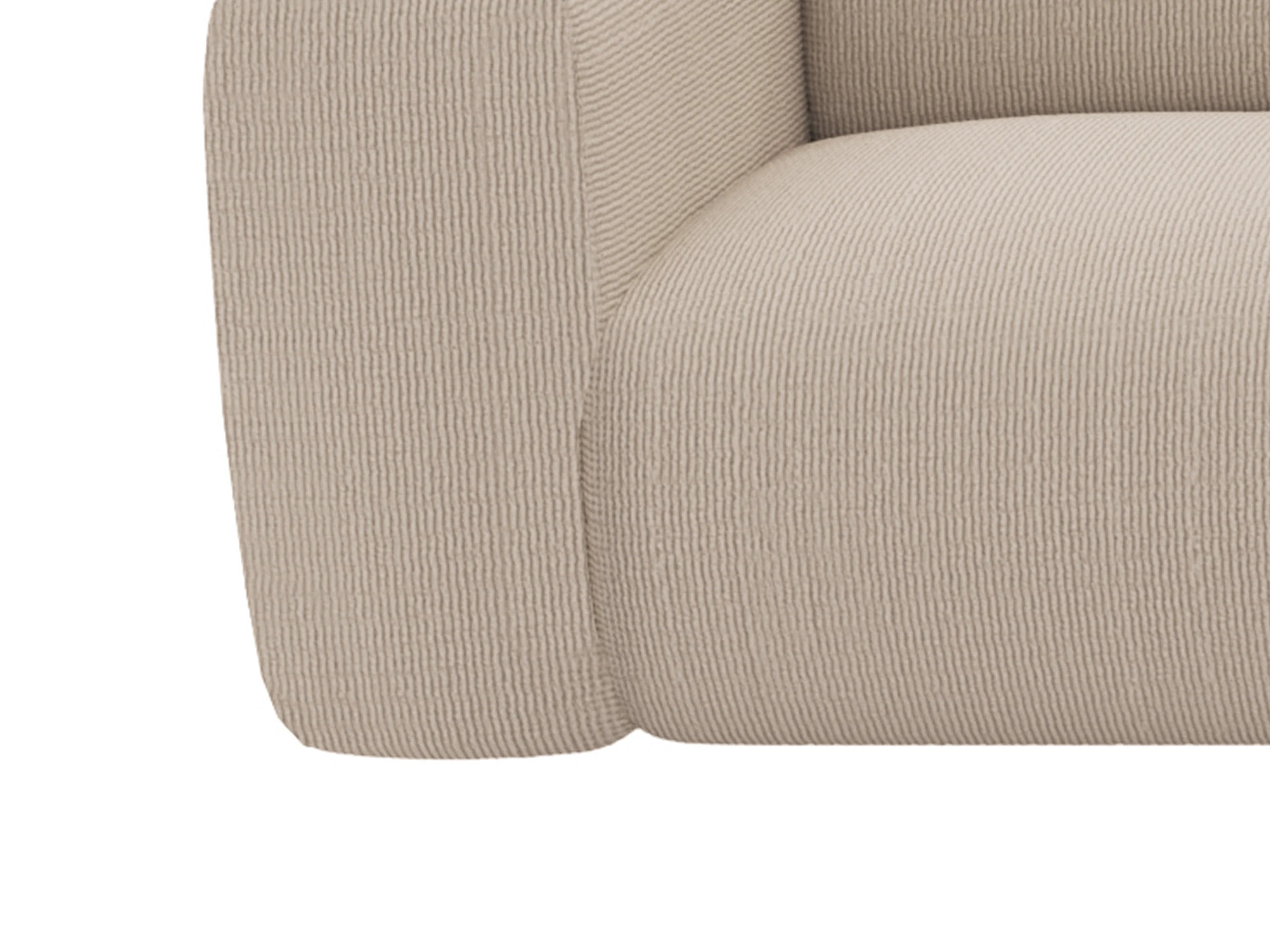 Canapé velours côtelé d'angle droit méridienne 6 places beige - POGNI