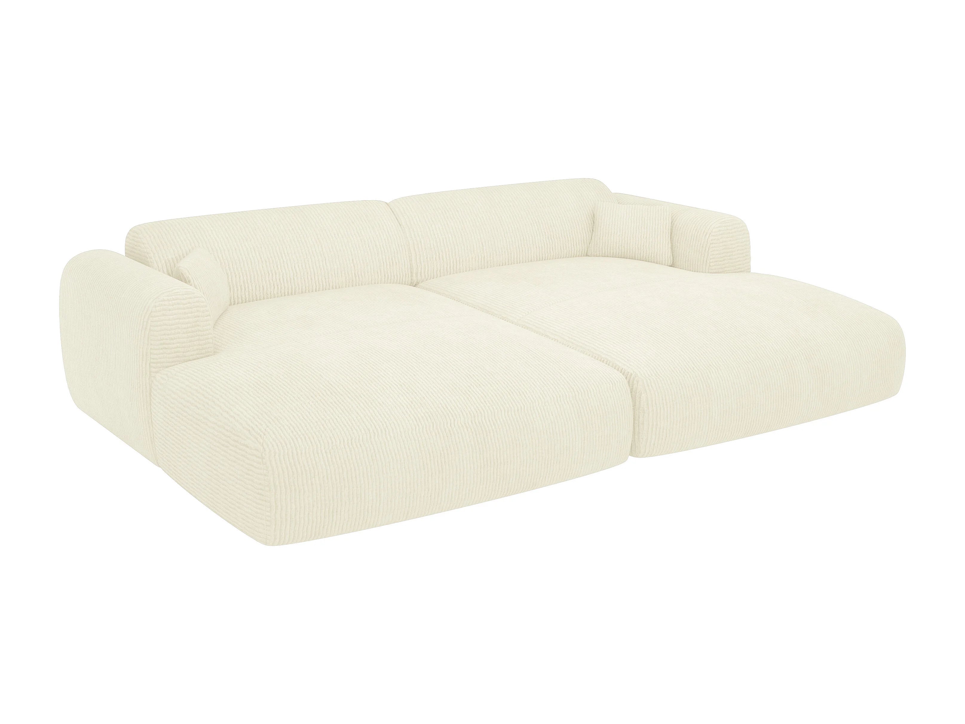 Canapé velours côtelé 3 places assise profonde blanc cassé - POGNI