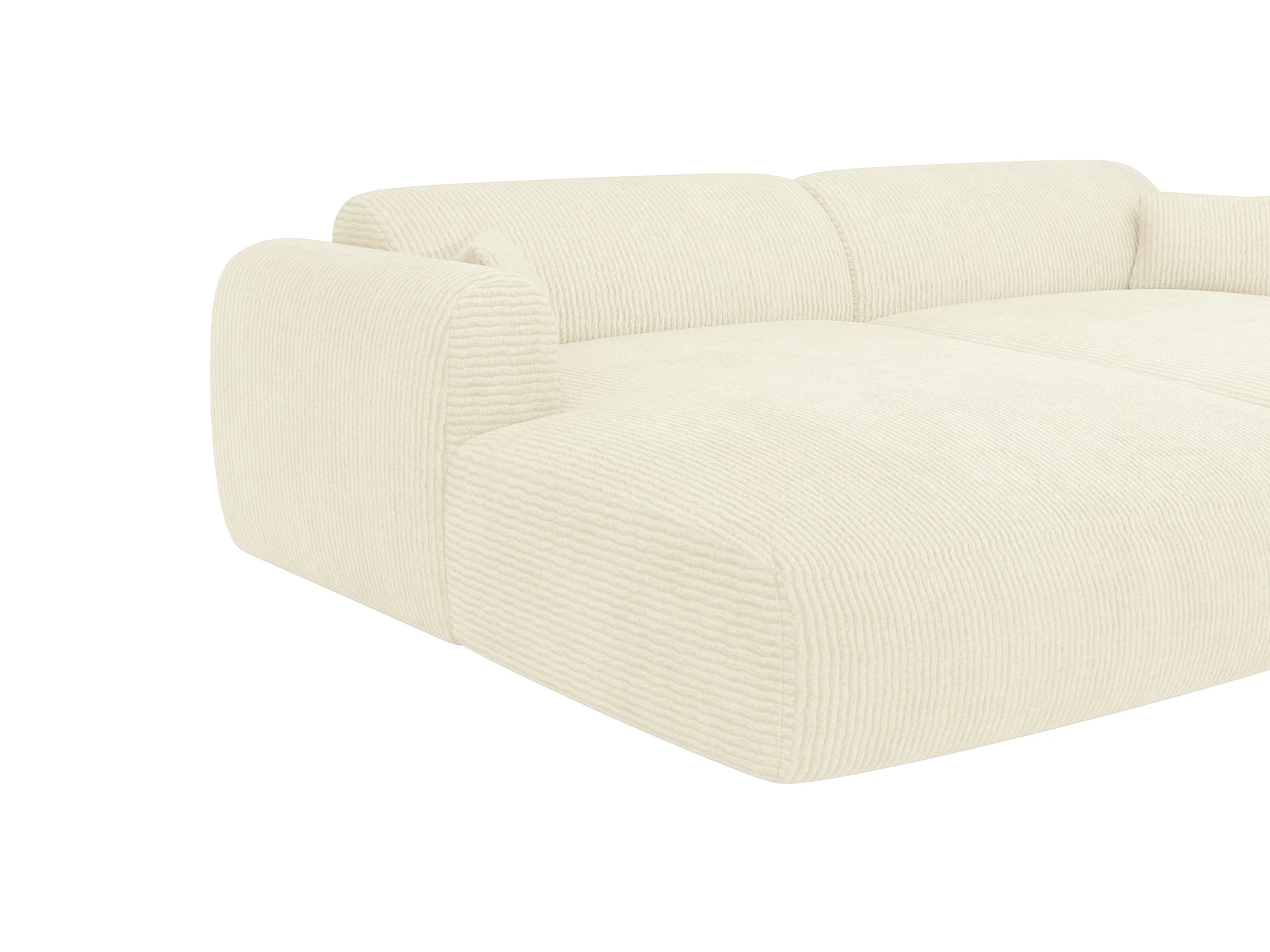 Canapé velours côtelé 3 places assise profonde blanc cassé - POGNI