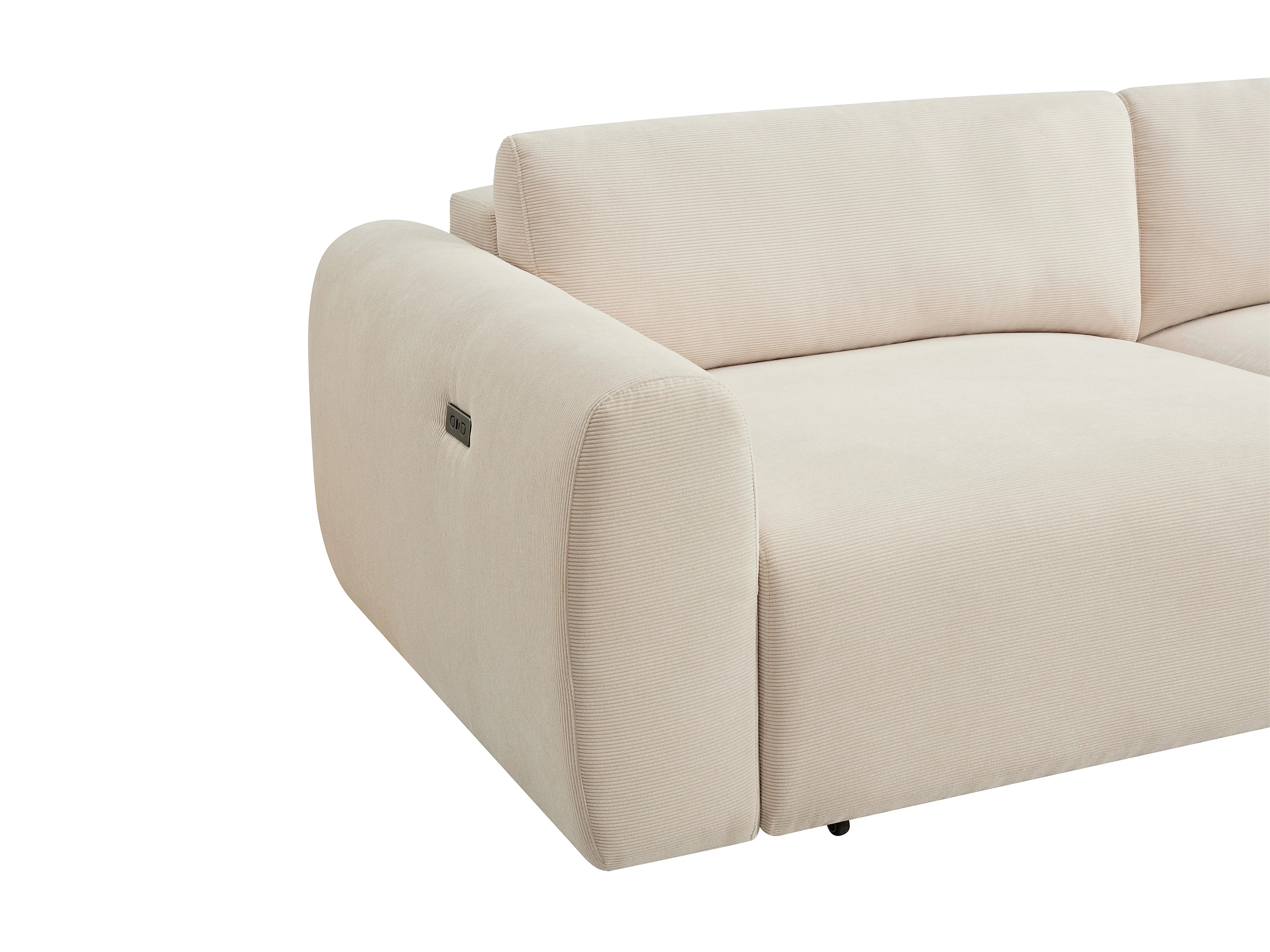 Canapé velours côtelé 4 places assise coulissante beige - PASTARO