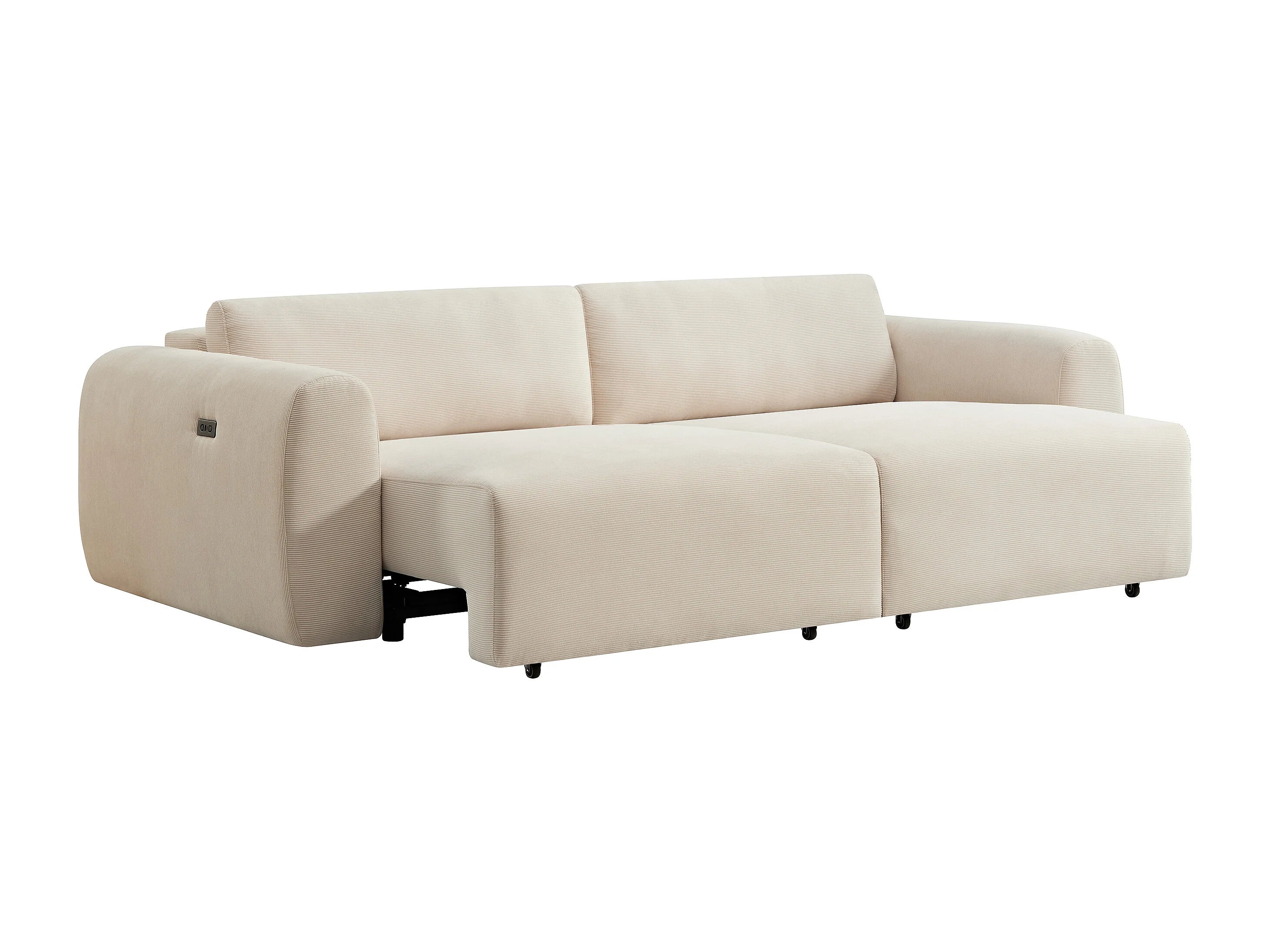Canapé velours côtelé 4 places assise coulissante beige - PASTARO