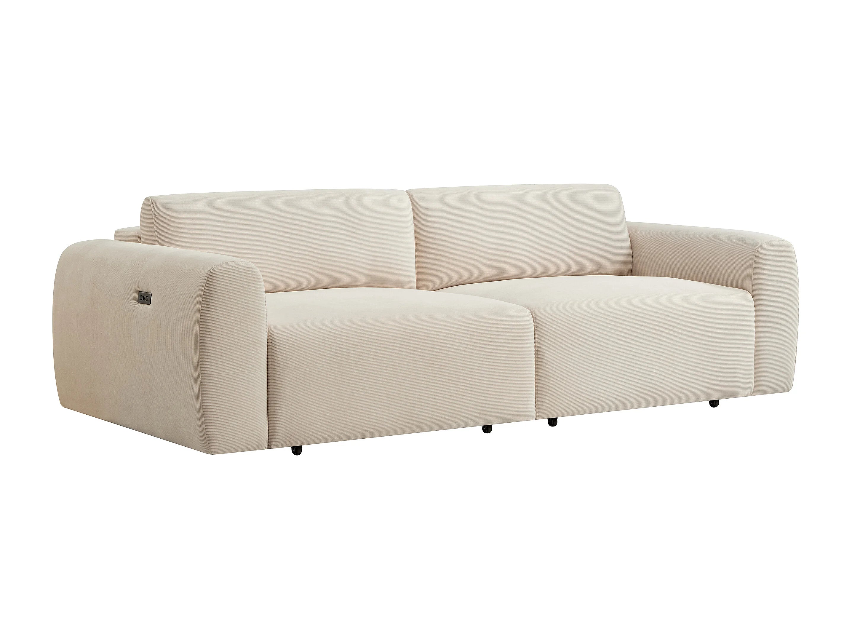 Canapé velours côtelé 4 places assise coulissante beige - PASTARO