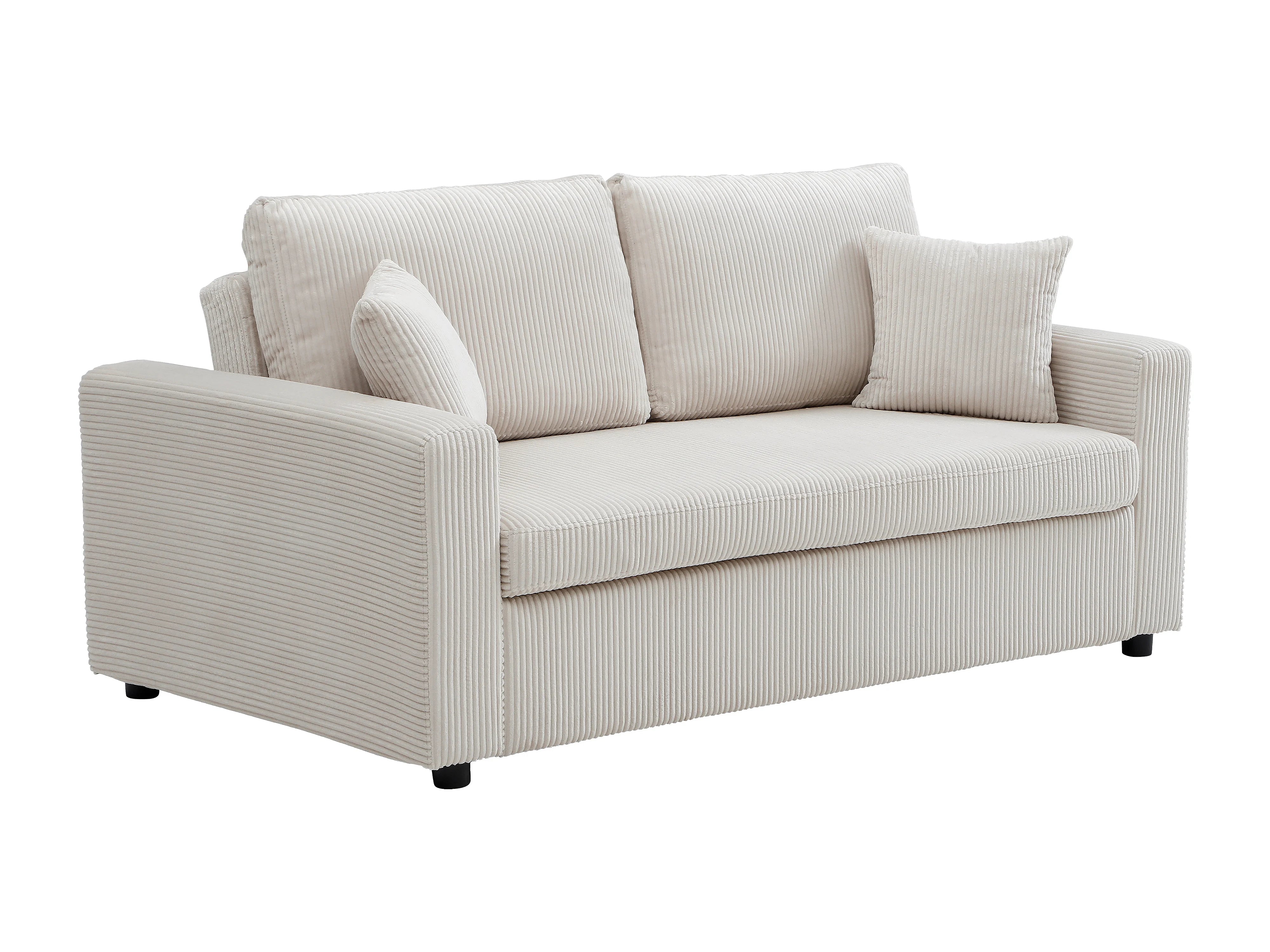 Canapé velours côtelé convertible 3 places beige - INIZOR