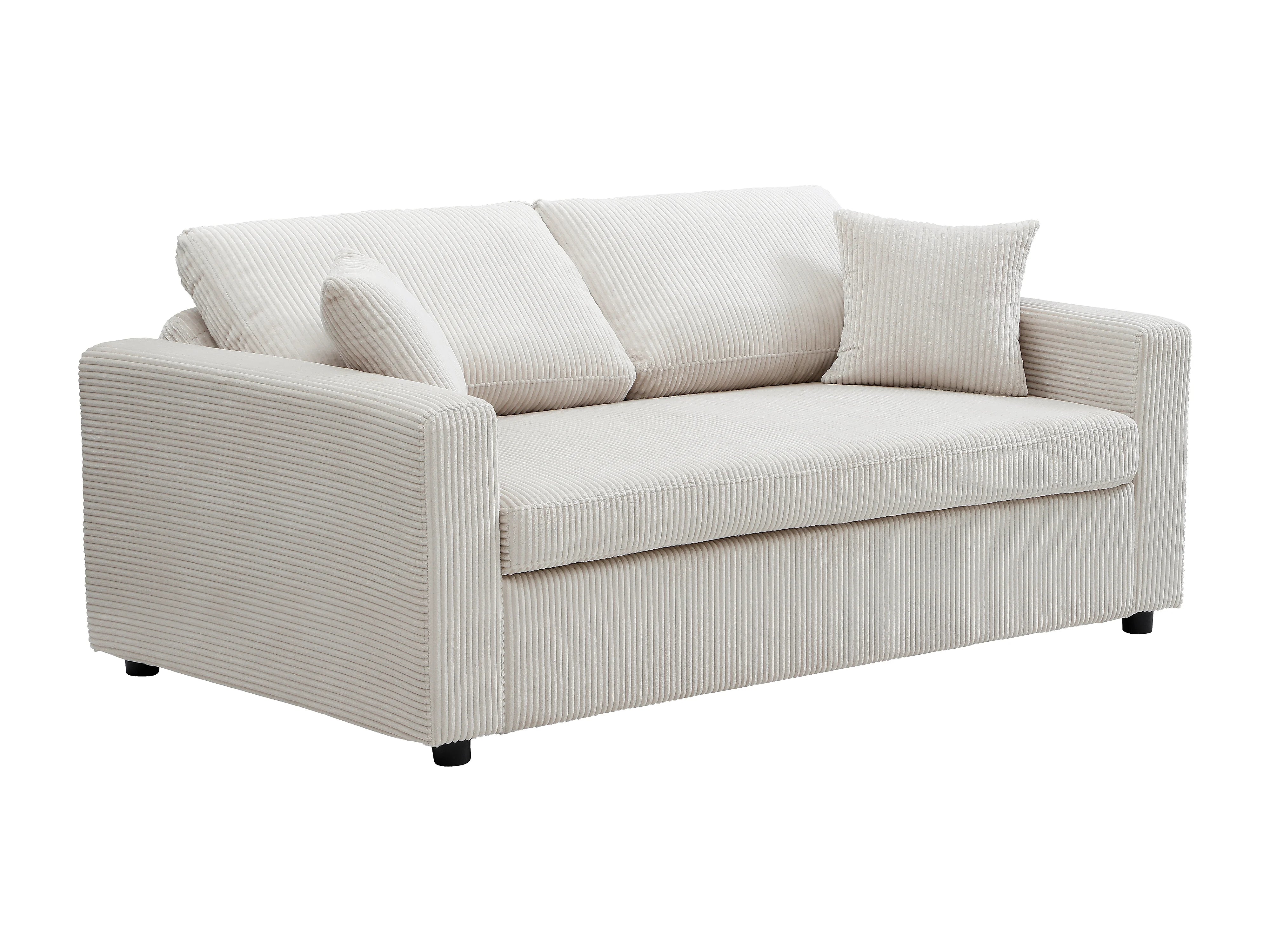 Canapé velours côtelé convertible 3 places beige - INIZOR
