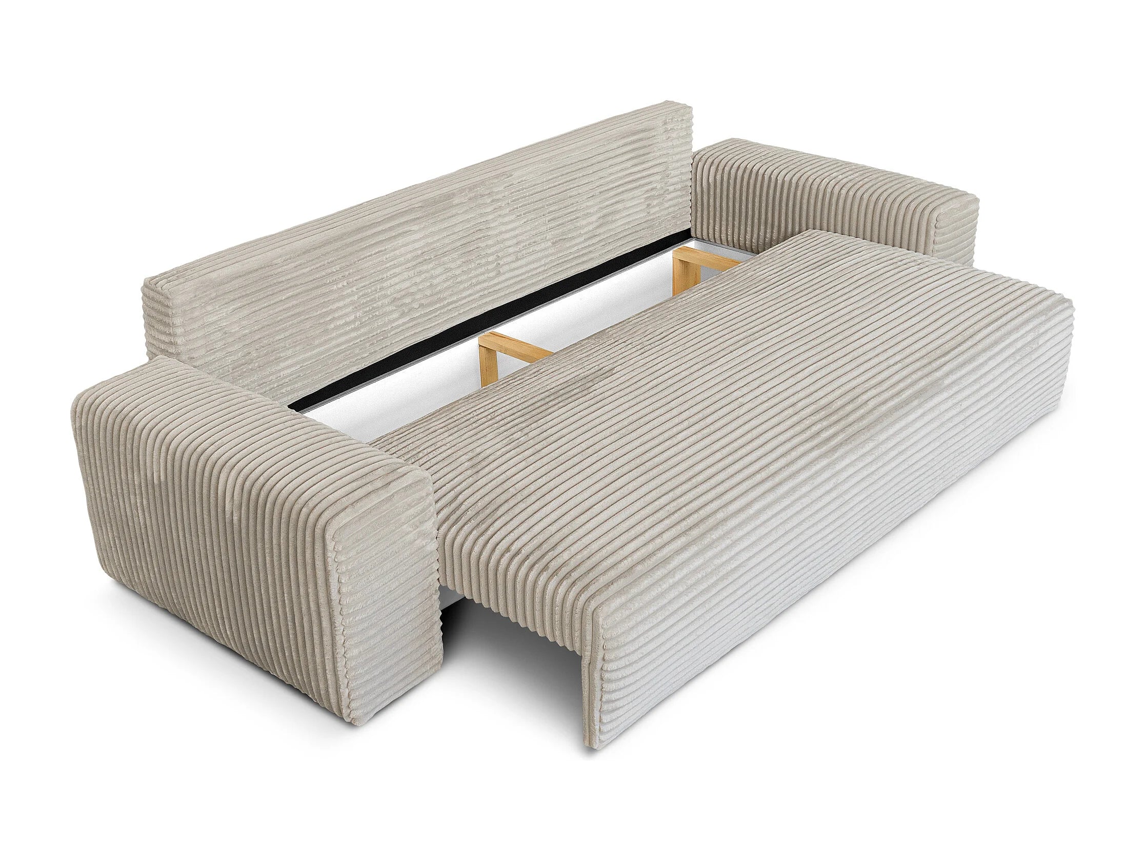 Canapé velours côtelé convertible 3 places beige - CORDO