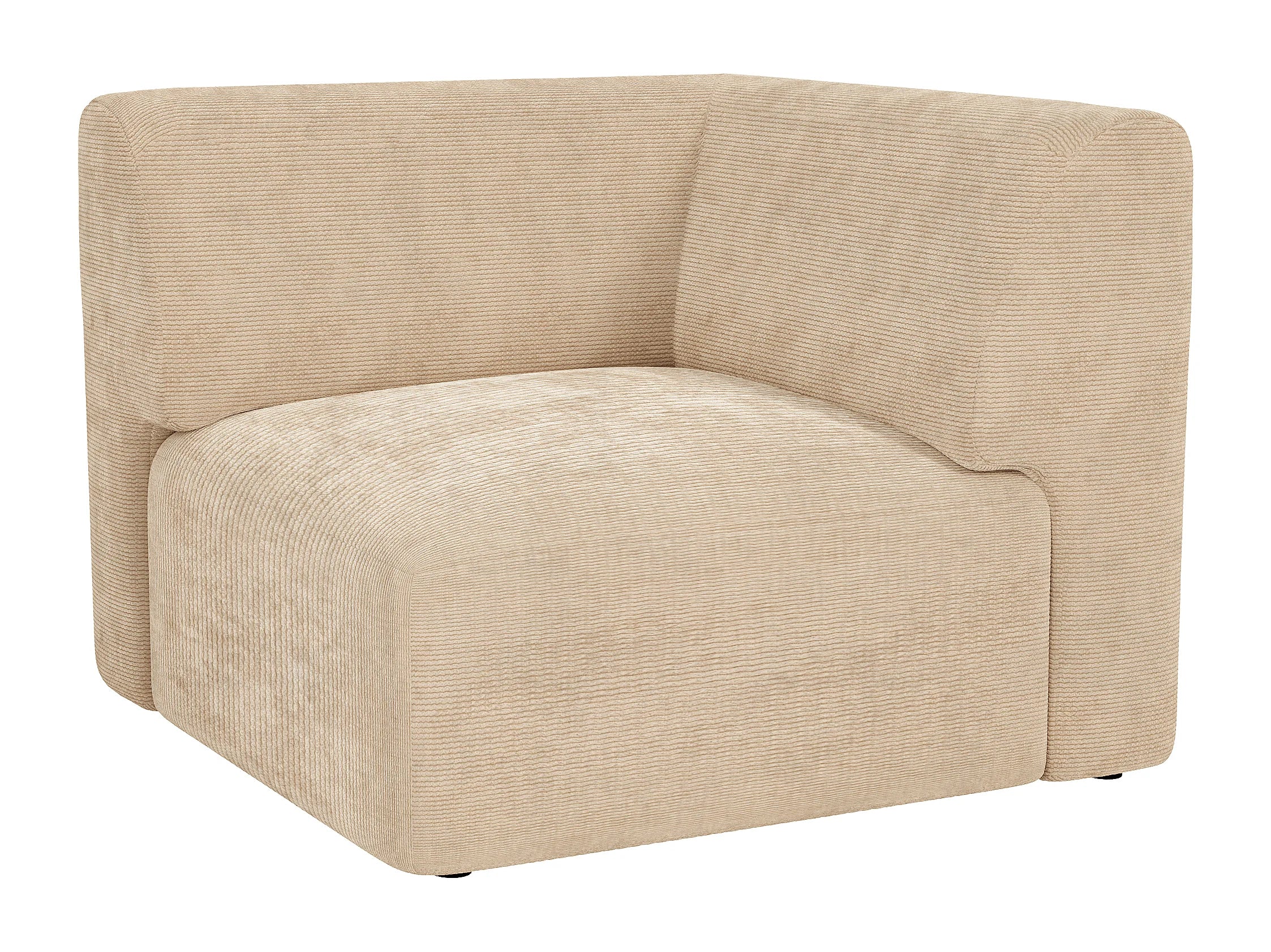 Canapé velours côtelé d'angle modulable 6 places beige - POGNI