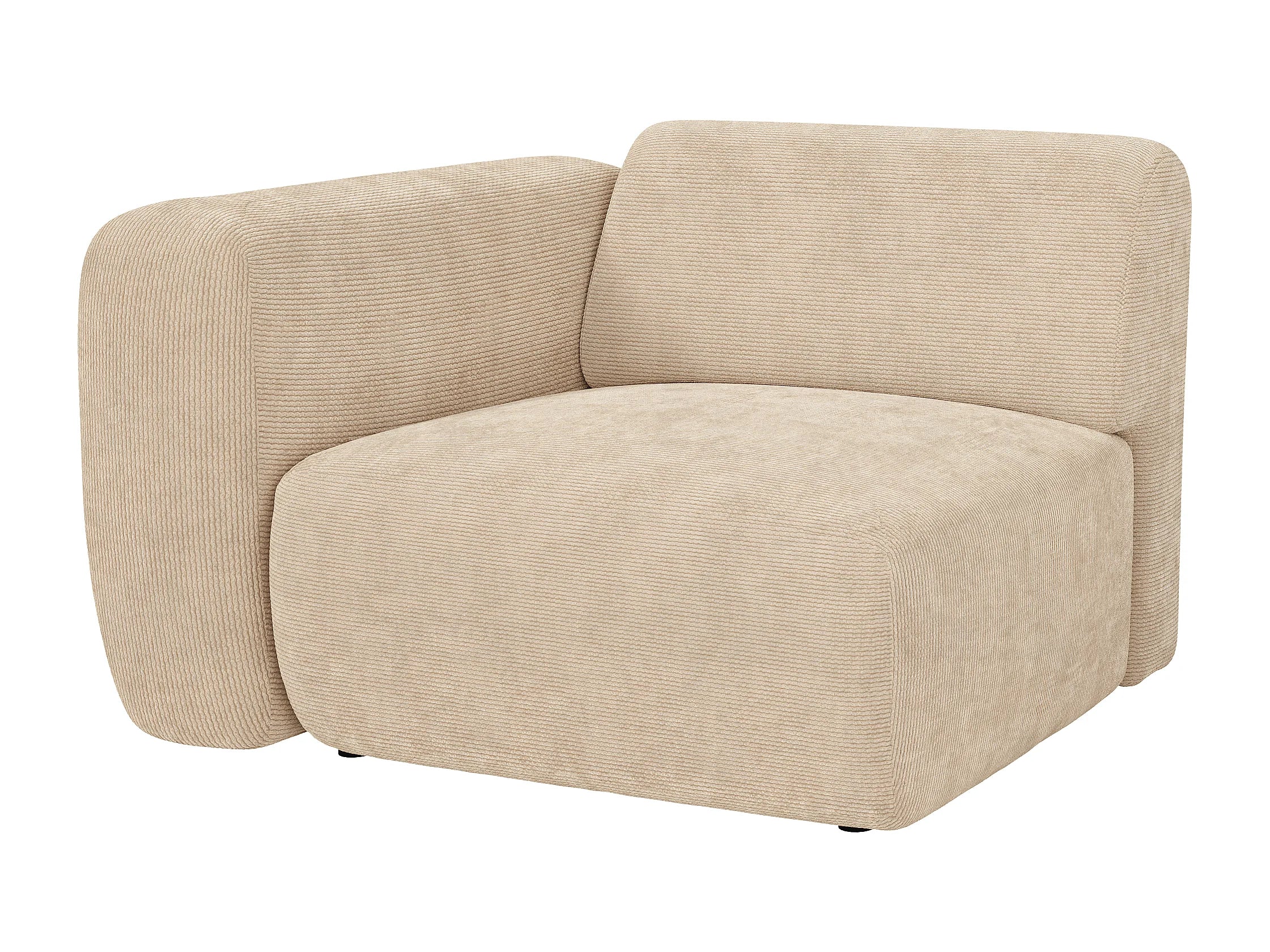 Canapé velours côtelé d'angle modulable 6 places beige - POGNI