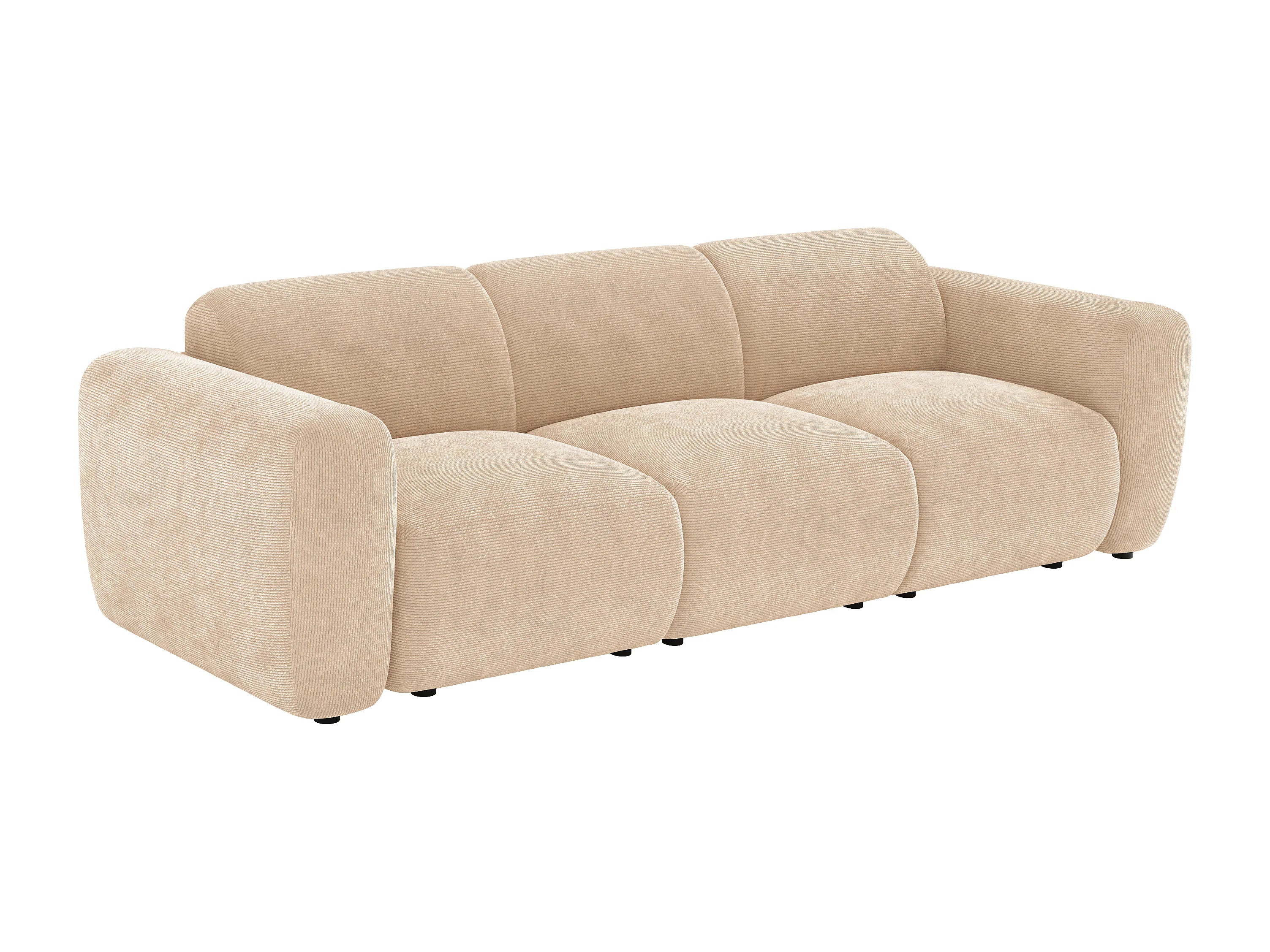 Canapé velours côtelé modulable 4 places beige - POGNI